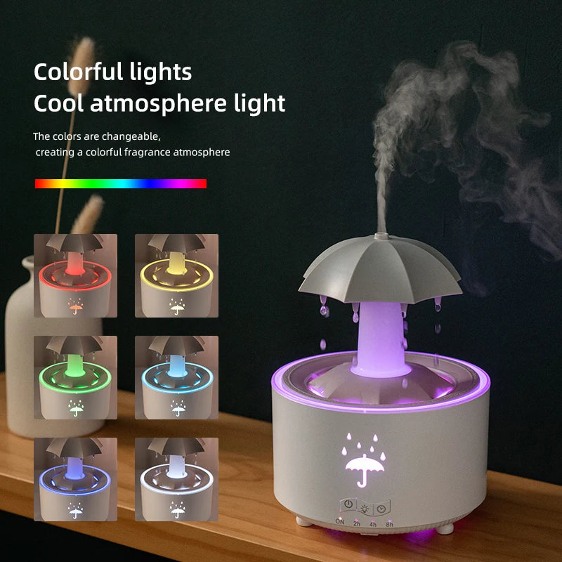 Cloud Rain Humidifier – Raindrop Aroma Diffuser with Remote & Night Light