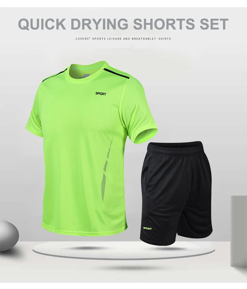 CHRLCK Men’s Quick-Dry Sports Set – Breathable T-Shirt & Shorts