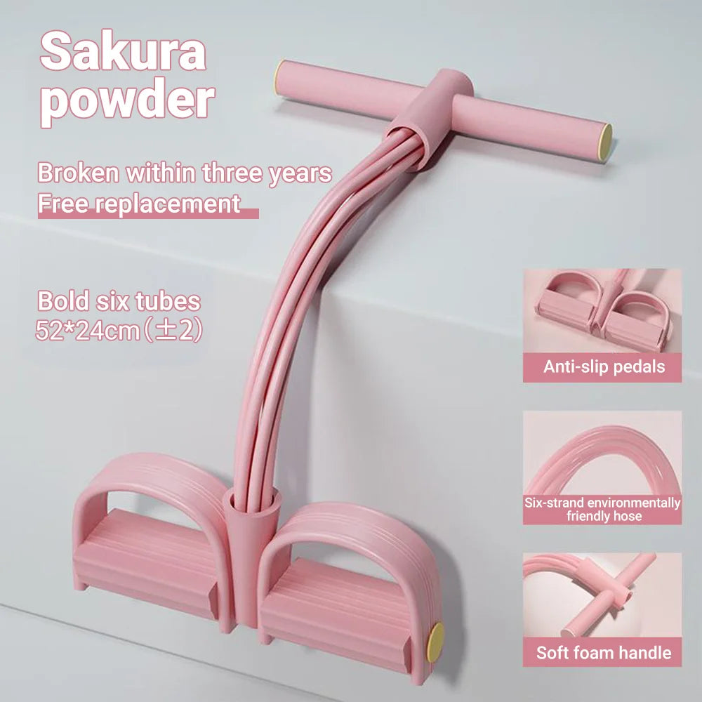 6 6-Tube Resistance Band with Pedals – Multifunction Yoga & Fitness Puller