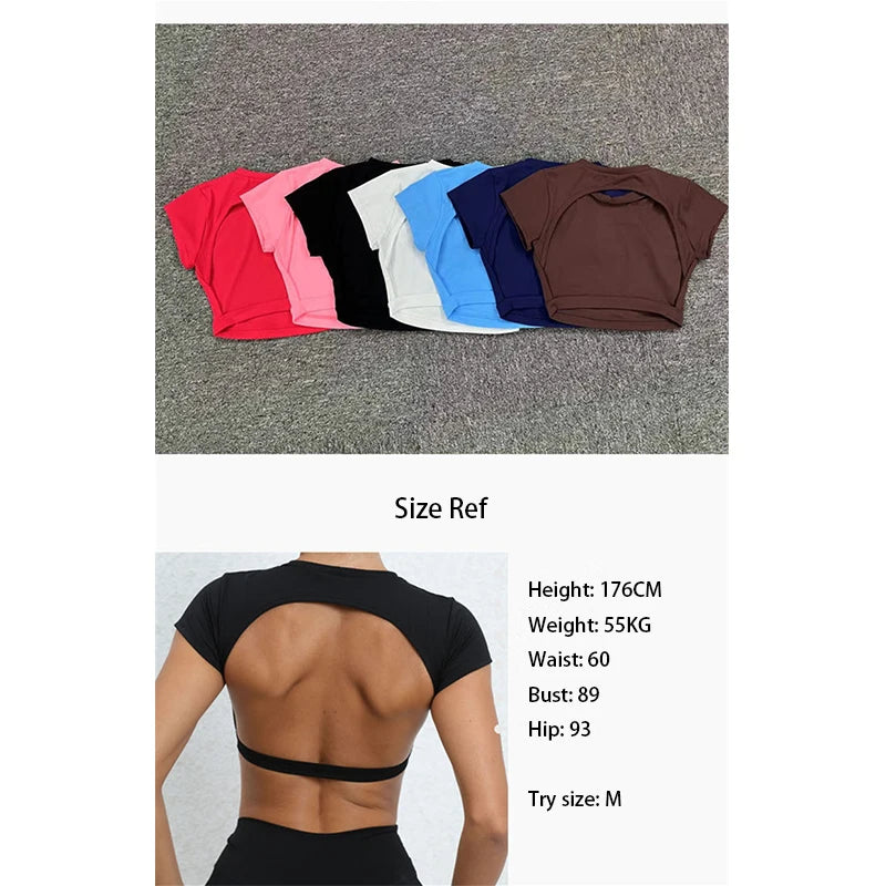 Hearuisavy Women’s Backless Workout Crop Top – Breathable Sports Shirt