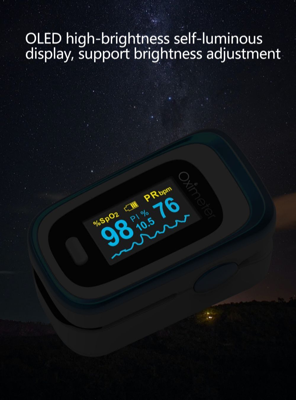 OLED Finger Pulse Oximeter – Portable SpO2 & PR Sleep Monitor with Case