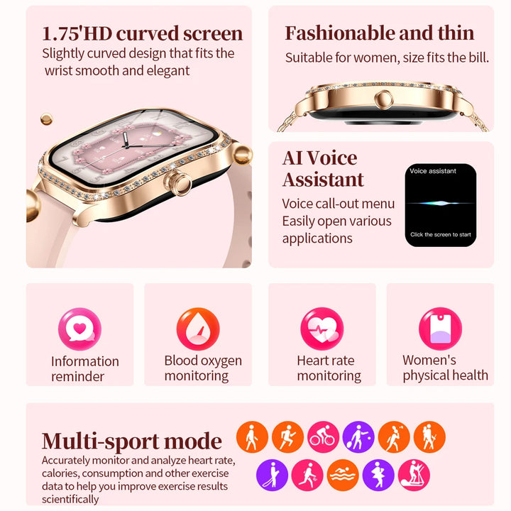Women’s Smartwatch – Heart Rate, Blood Pressure, Music & BT Calling