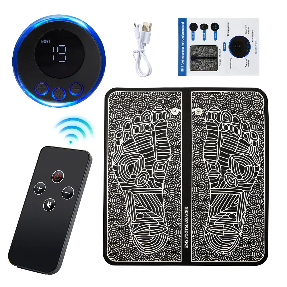 Electric EMS Foot Massager Pad – Foldable Muscle Stimulating Mat for Pain Relief & Relaxation