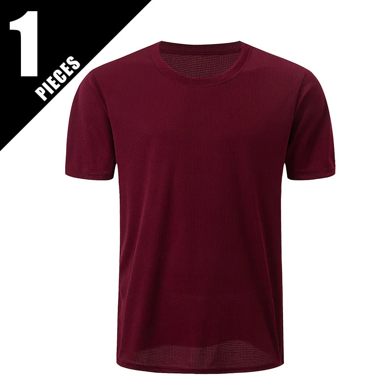 Men’s Waffle Sports Shirt – Short Sleeve Fitness & Training Top (1/5 Pcs)