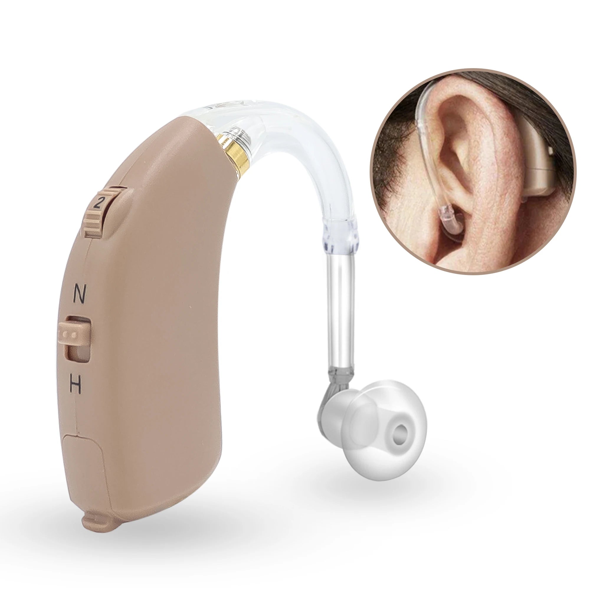 2024 BTE Digital Hearing Aid – Adjustable Tone Amplifier for Seniors