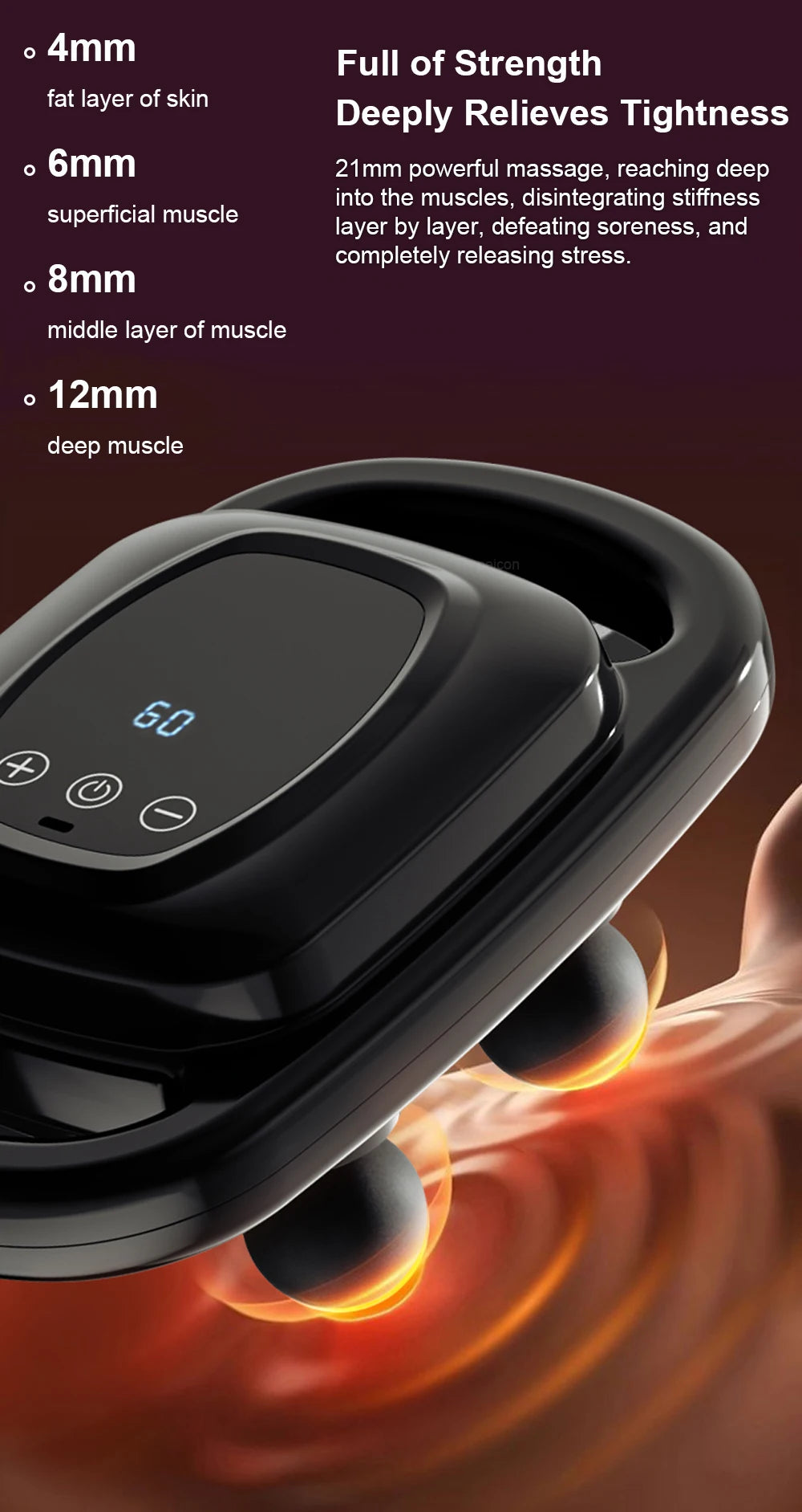 ascia Gun – 6-Head Deep Tissue Massager with 14mm High-Frequency Vibration, Wireless Body Relaxation Tool