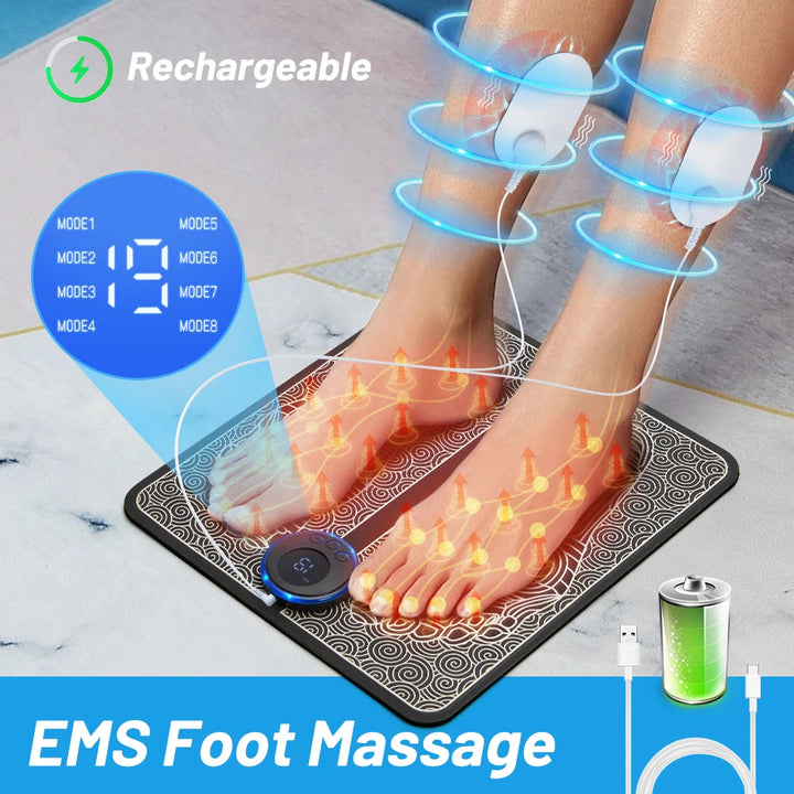 Electric EMS Foot Massager Pad – Foldable Muscle Stimulating Mat for Pain Relief & Relaxation
