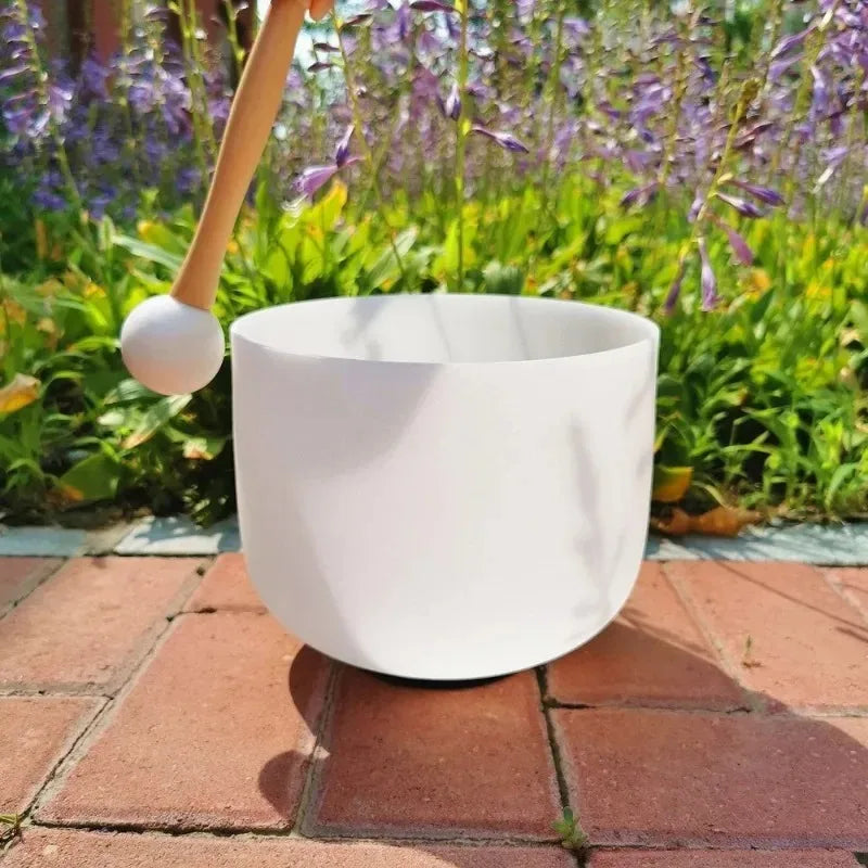 Handmade White Crystal Singing Bowl – Sound Healing & Meditation Instrument