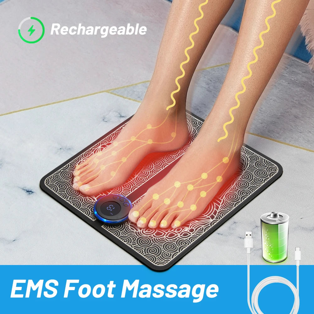 Electric EMS Foot Massager Pad – Foldable Muscle Stimulating Mat for Pain Relief & Relaxation