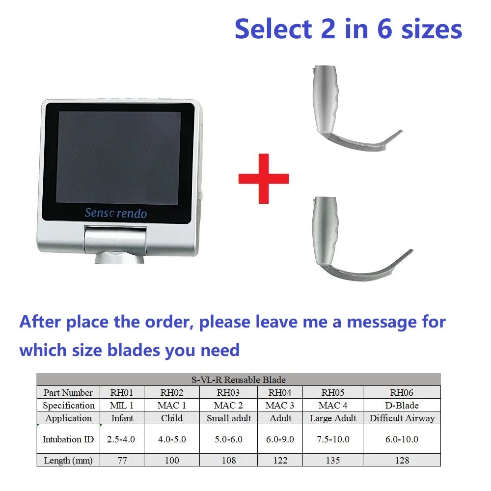 " Digital Video Laryngoscope – Touchscreen Anesthesia Scope with Reusable Blades