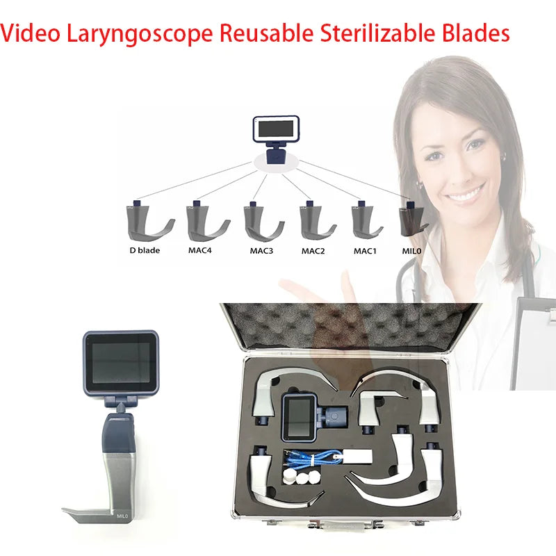 3.5" Video Laryngoscope – Digital Color Scope with Reusable Sterilizable Blades