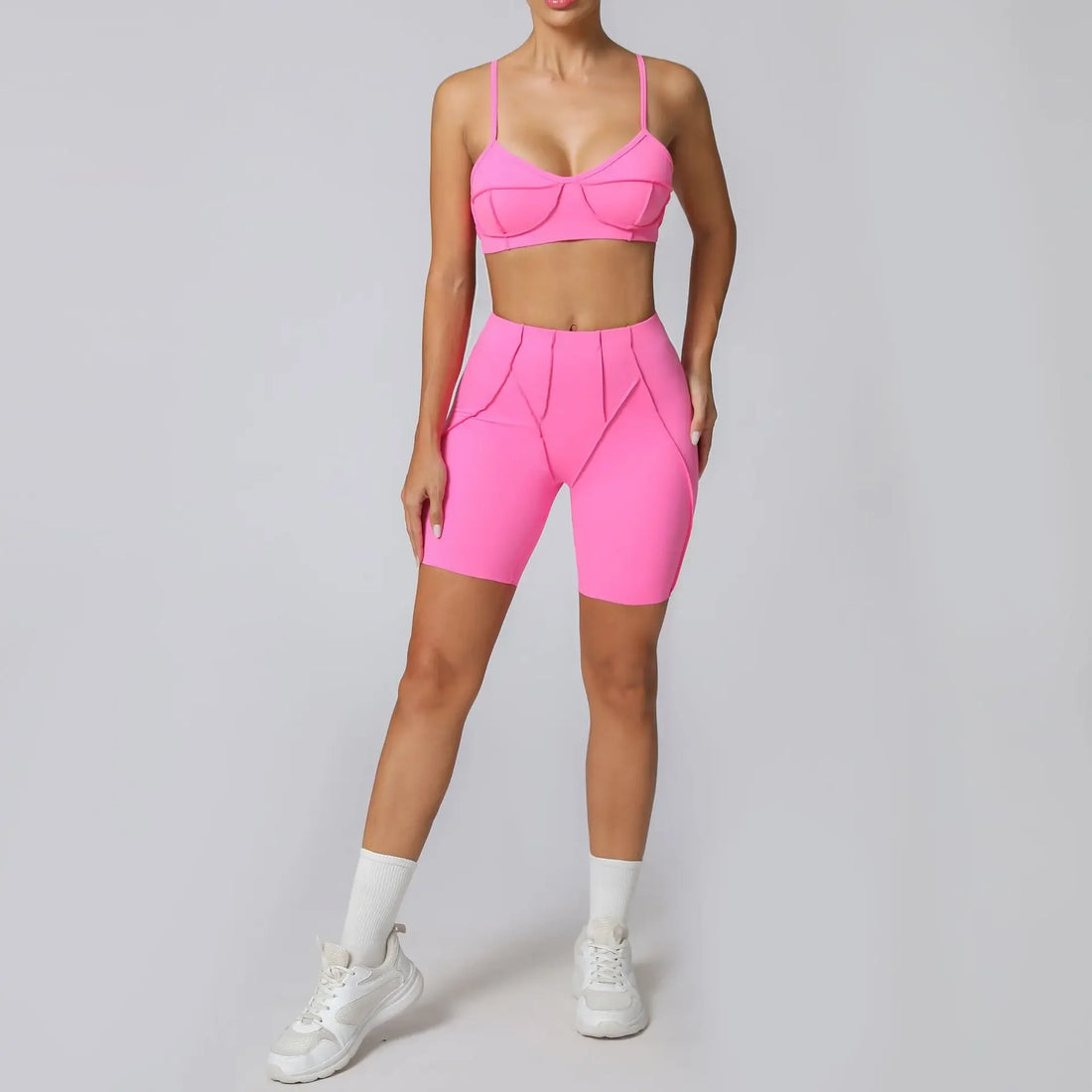 Seamless Yoga Set for Women – High-Waisted Peach-Lift Leggings & Quick-Dry Sports Bra