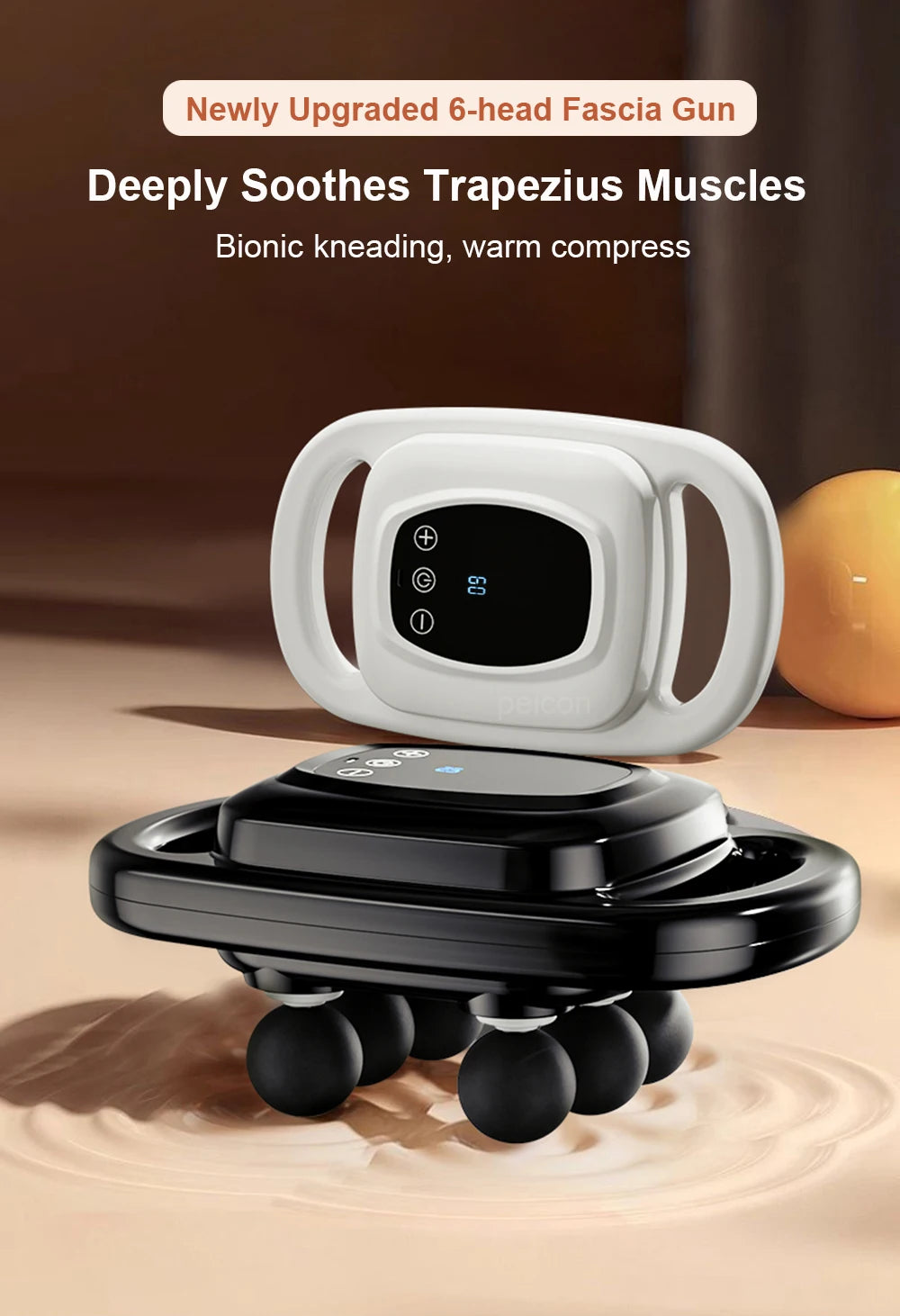 ascia Gun – 6-Head Deep Tissue Massager with 14mm High-Frequency Vibration, Wireless Body Relaxation Tool