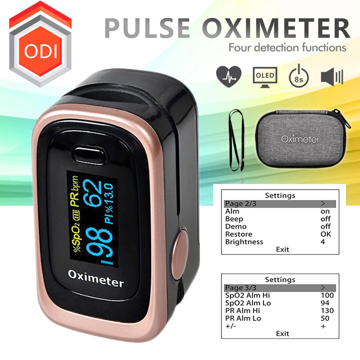 OLED Finger Pulse Oximeter – Portable SpO2 & PR Sleep Monitor with Case