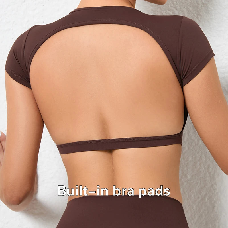 Hearuisavy Women’s Backless Workout Crop Top – Breathable Sports Shirt