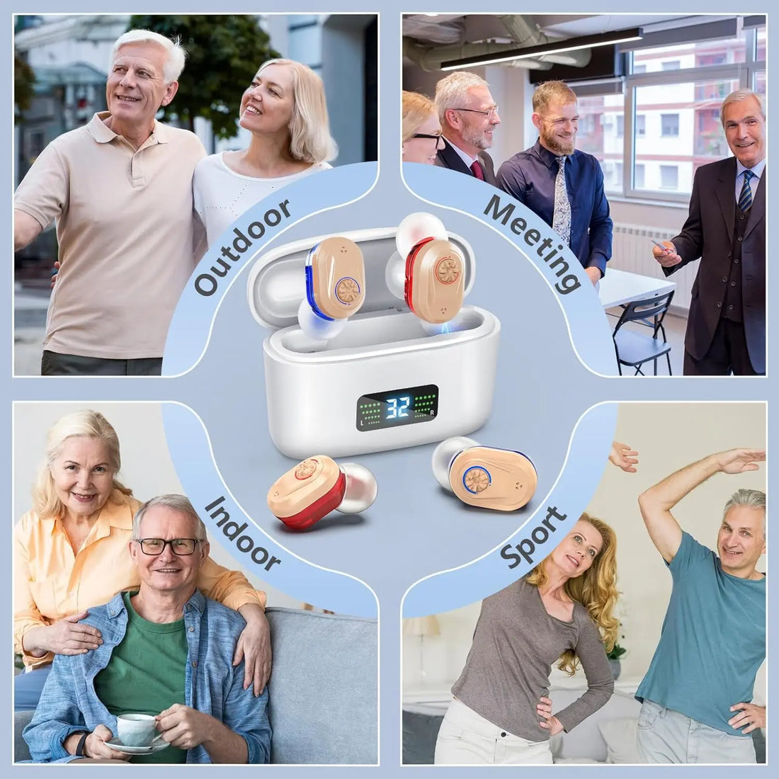 Wireless Mini Hearing Aid for Seniors – HD Digital Noise-Cancelling Ear Device with Charging Box