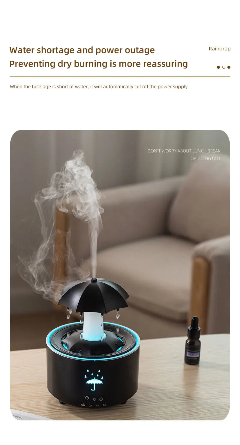 Cloud Rain Humidifier – Raindrop Aroma Diffuser with Remote & Night Light