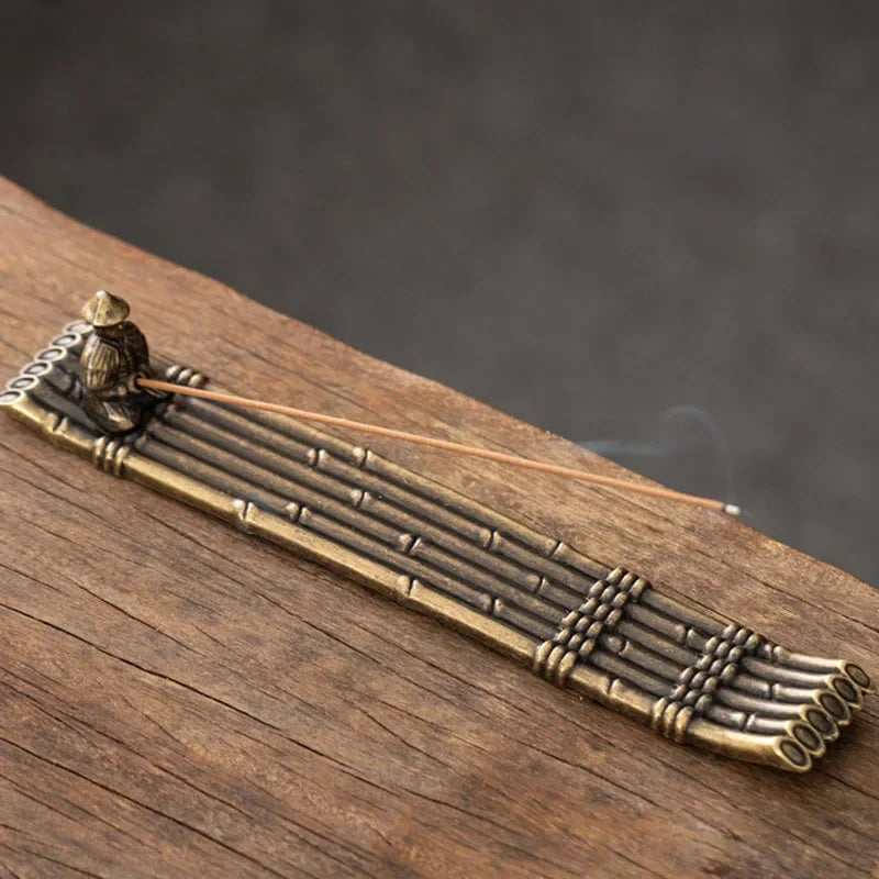 Creative Boat Incense Holder – Japanese Style Fishing Man Ornament, Aromatherapy Stick Burner Home Décor