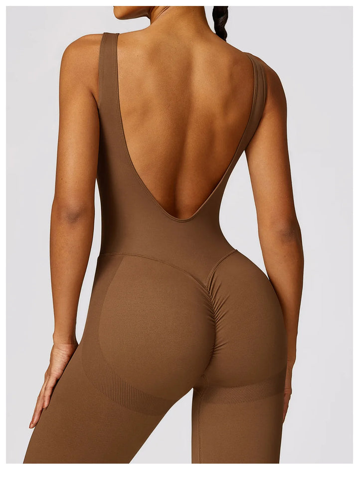 Women’s One-Piece Sporty Jumpsuit – Backless Yoga Suit with Leggings, Gym & Pilates Sportswear
