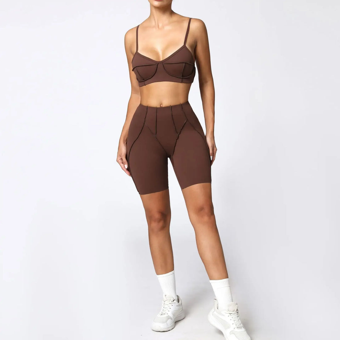 Seamless Yoga Set for Women – High-Waisted Peach-Lift Leggings & Quick-Dry Sports Bra