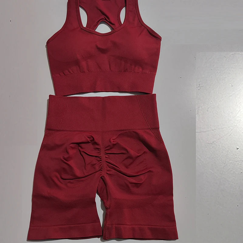 2PCS Seamless Yoga Set – Sports Bra & High Waist Shorts