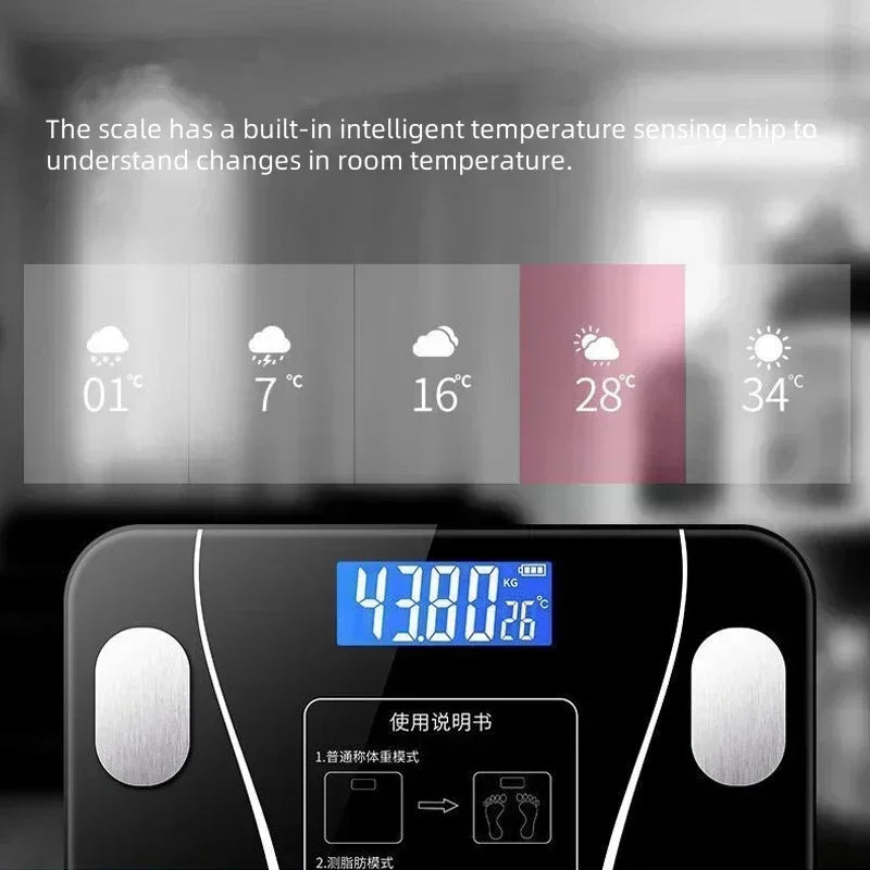 Bluetooth Body Fat Scale – Smart Digital Weight Scale with USB Charging