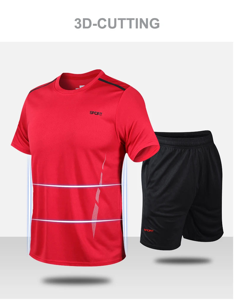 CHRLCK Men’s Quick-Dry Sports Set – Breathable T-Shirt & Shorts
