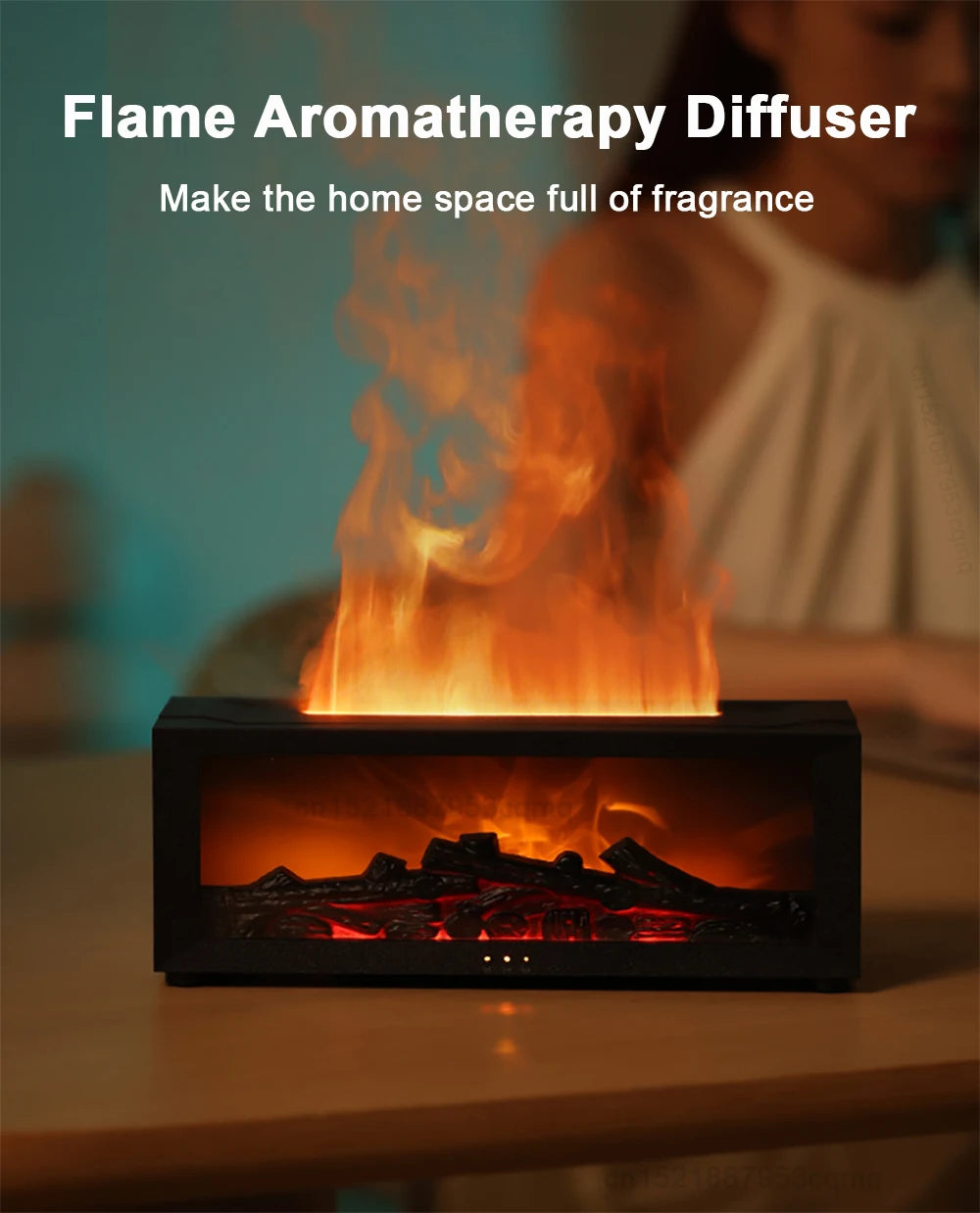 Essential Oil Air Humidifier – Flame LED Aroma Diffuser with Remote