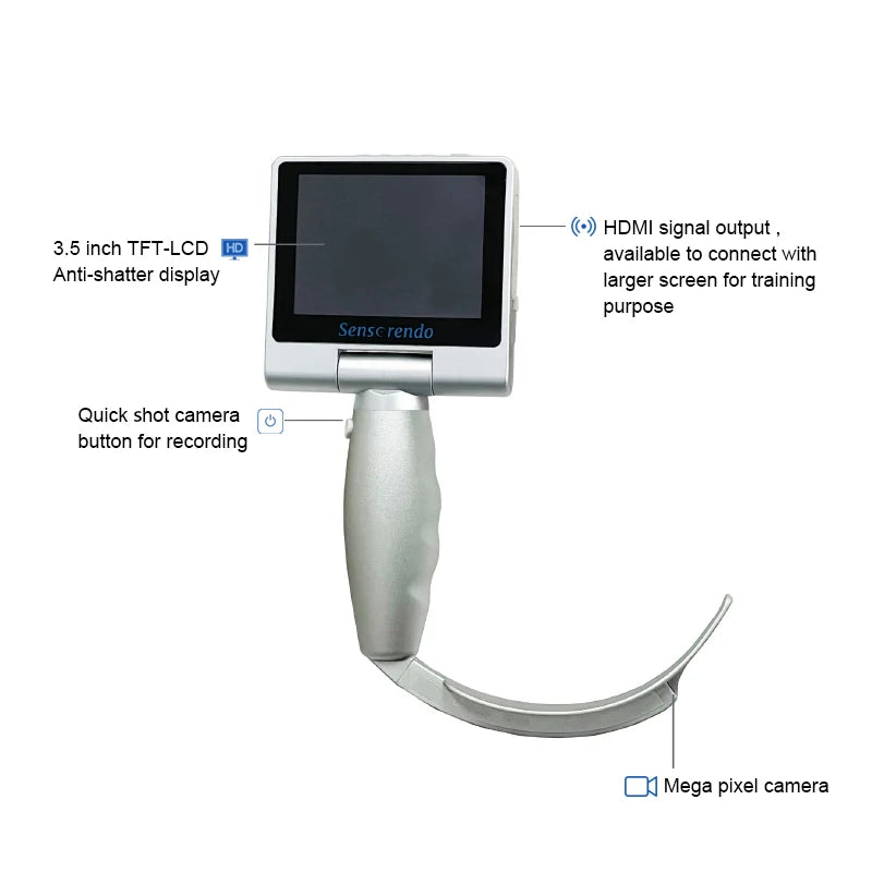 " Digital Video Laryngoscope – Touchscreen Anesthesia Scope with Reusable Blades
