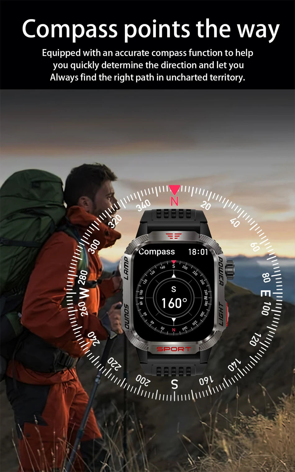 Men’s Military GPS Smartwatch – Outdoor Sport Tracker with Compass & Flashlight