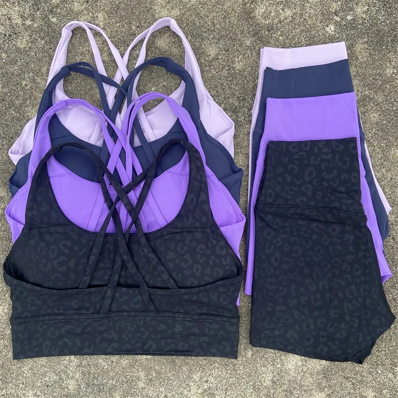 2-Piece Women’s Yoga Set – Cross-Back Bra & High-Waist Shorts