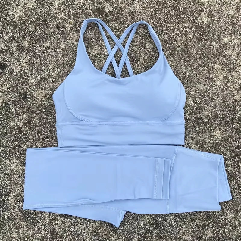 2-Piece Women’s Fitness Set – Sports Bra & High-Waist Yoga Leggings