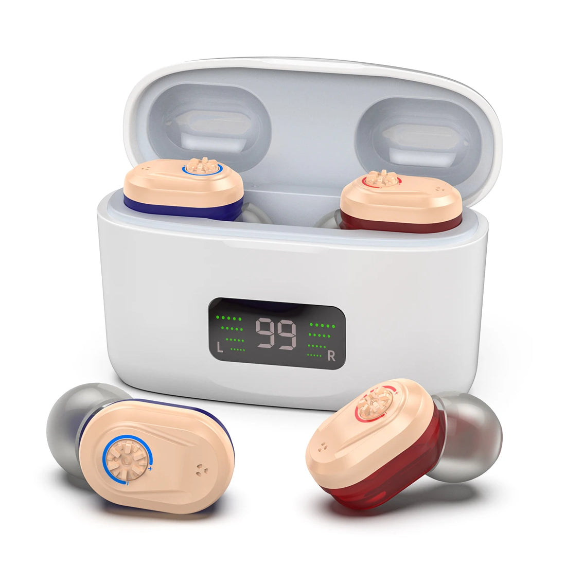 Wireless Mini Hearing Aid for Seniors – HD Digital Noise-Cancelling Ear Device with Charging Box