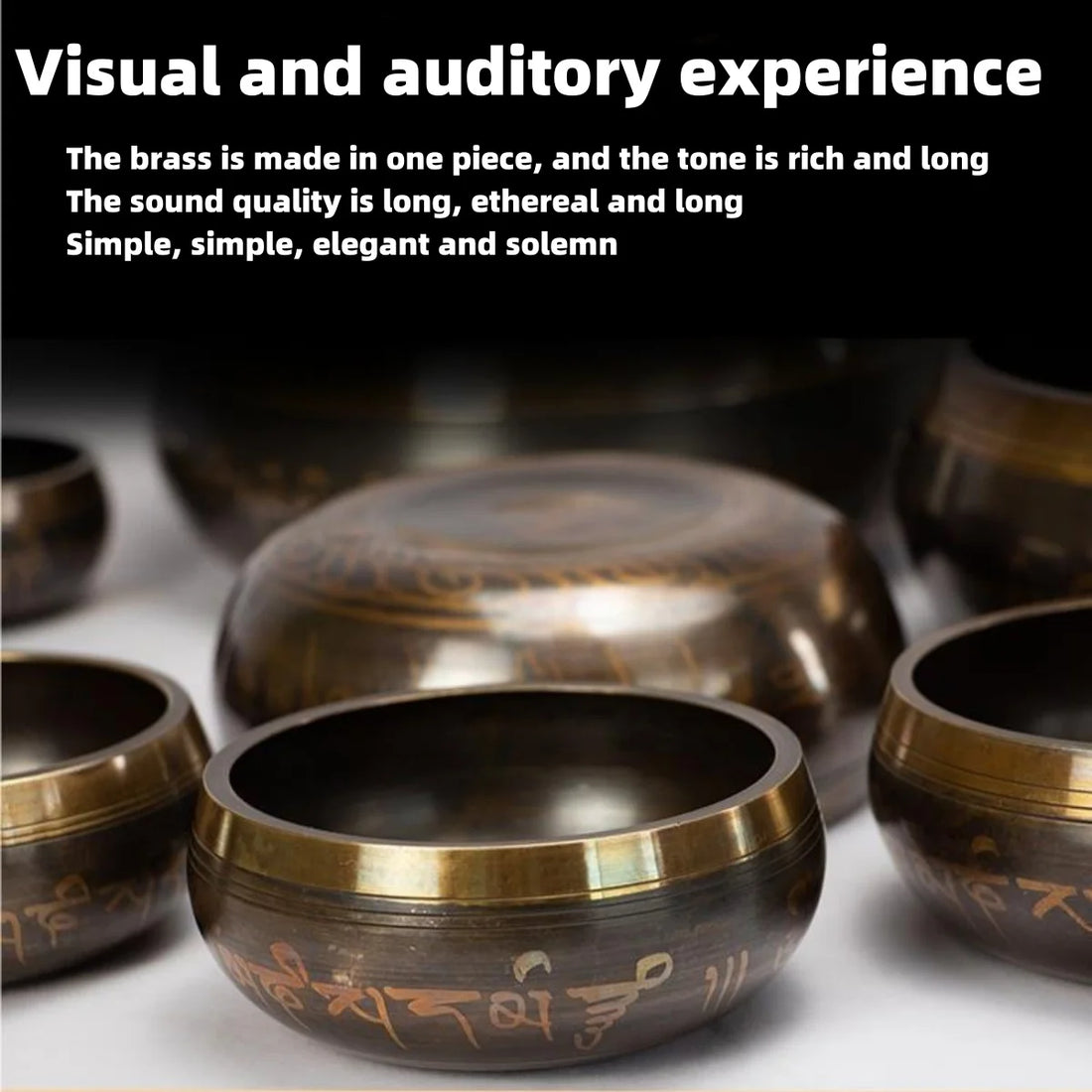 Tibetan Singing Bowl Set – 8.5–20CM Scripture Bowls for Meditation & Healing