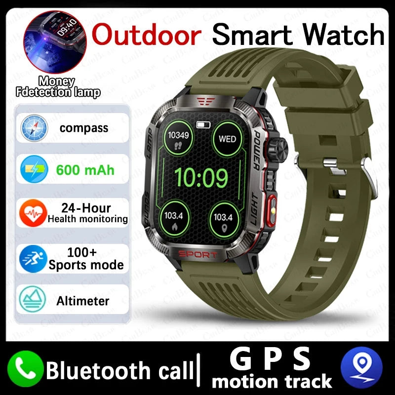 Men’s Military GPS Smartwatch – Outdoor Sport Tracker with Compass & Flashlight