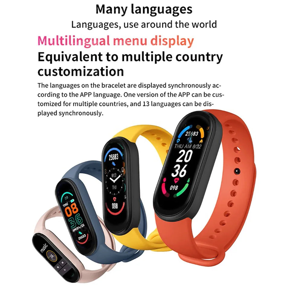 M6 Smart Watch – Waterproof Fitness Tracker with Heart & BP Monitor