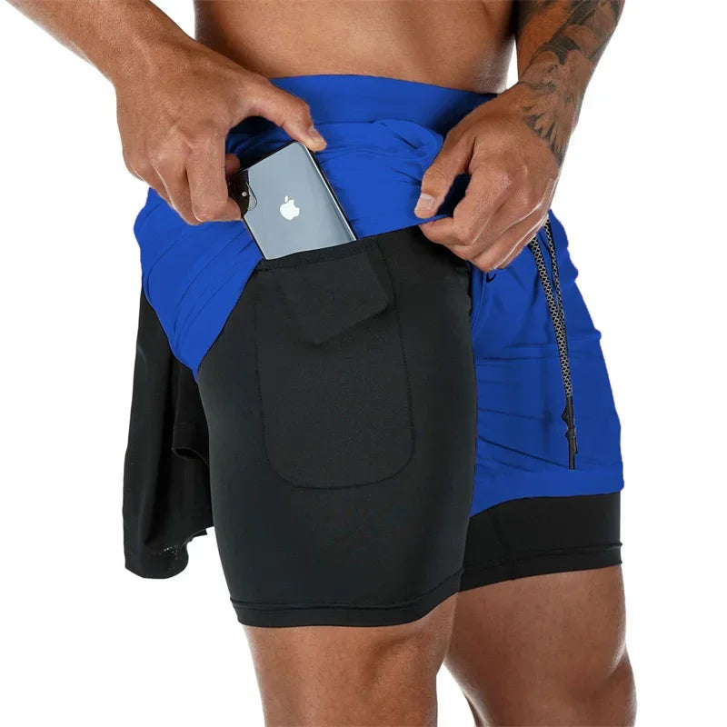 Men’s 2-in-1 Double Layer Gym Shorts – Quick-Dry Workout & Running Shorts