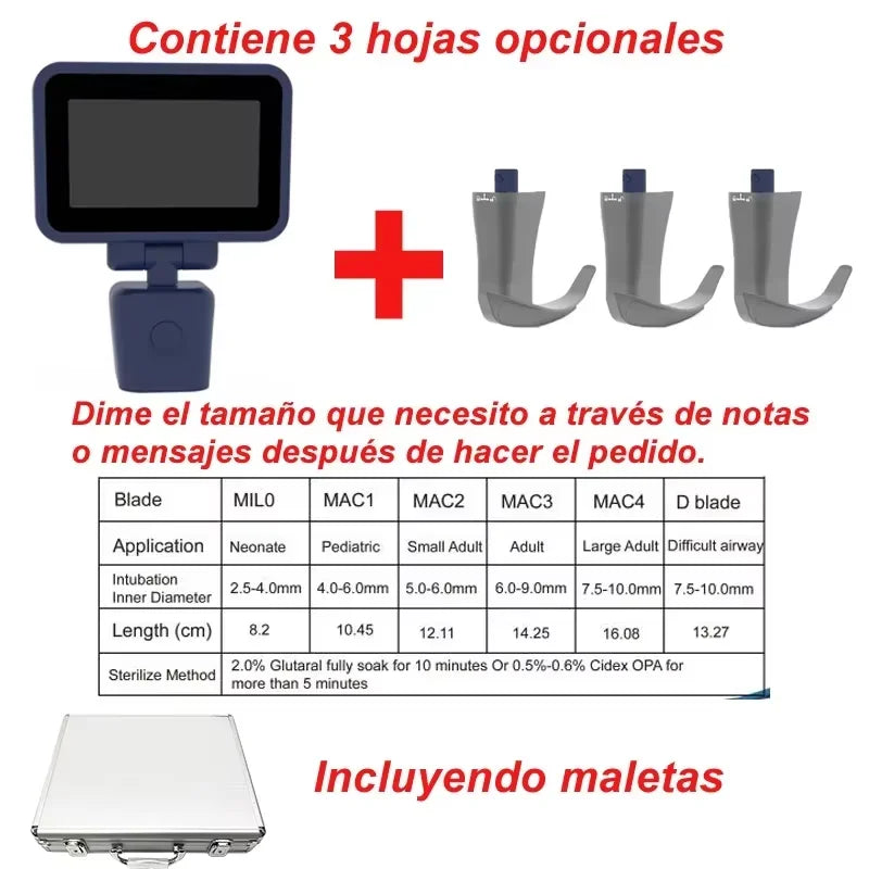 3.5" Video Laryngoscope – Digital Color Scope with Reusable Sterilizable Blades