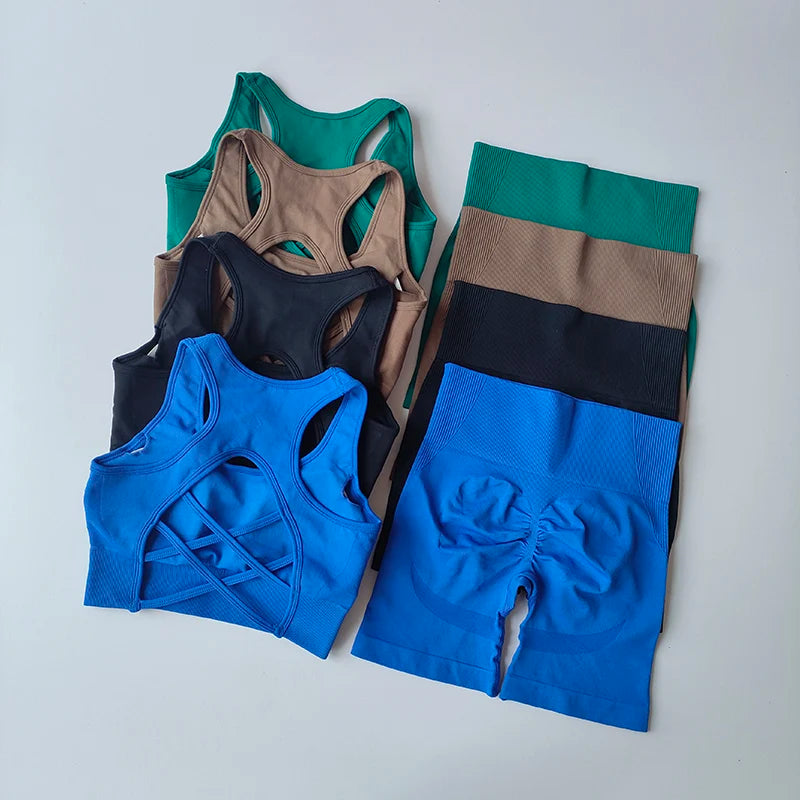 2PCS Seamless Yoga Set – Sports Bra & High Waist Shorts