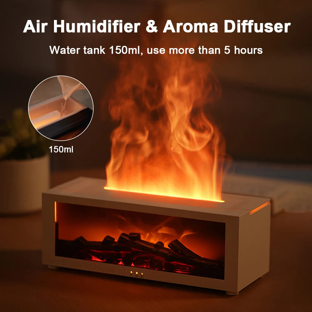 Essential Oil Air Humidifier – Flame LED Aroma Diffuser with Remote