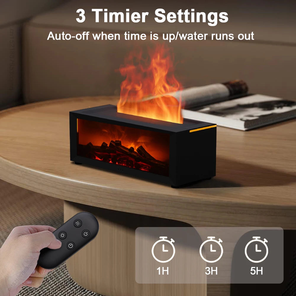 Essential Oil Air Humidifier – Flame LED Aroma Diffuser with Remote