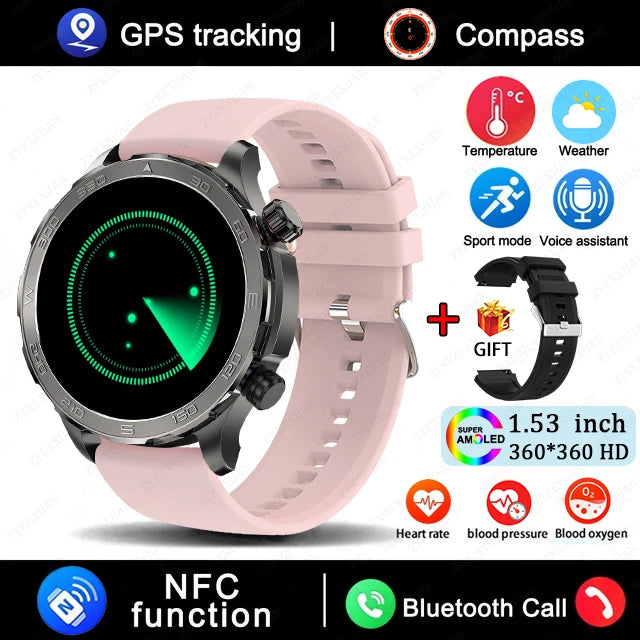 2025 Bluetooth Call Smart Watch Men AMOLED NFC GPS IP68