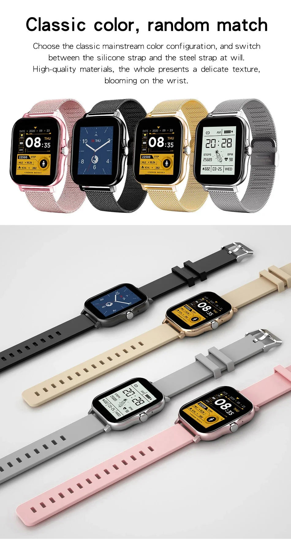 Smartwatch with Bluetooth Call, Health Monitoring, 1.44" Color Screen