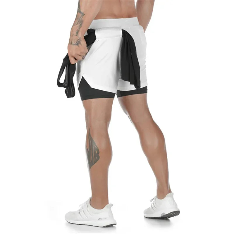 Men’s 2-in-1 Double Layer Gym Shorts – Quick-Dry Workout & Running Shorts