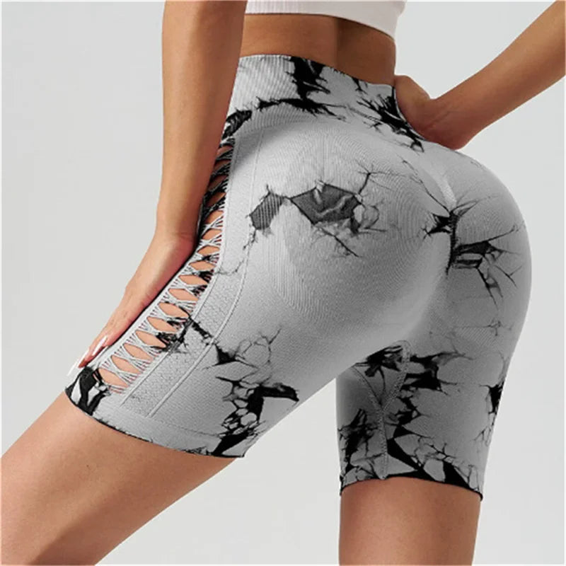 Tie-Dye High Waist Women’s Fitness & Yoga Shorts – Hip-Lifting