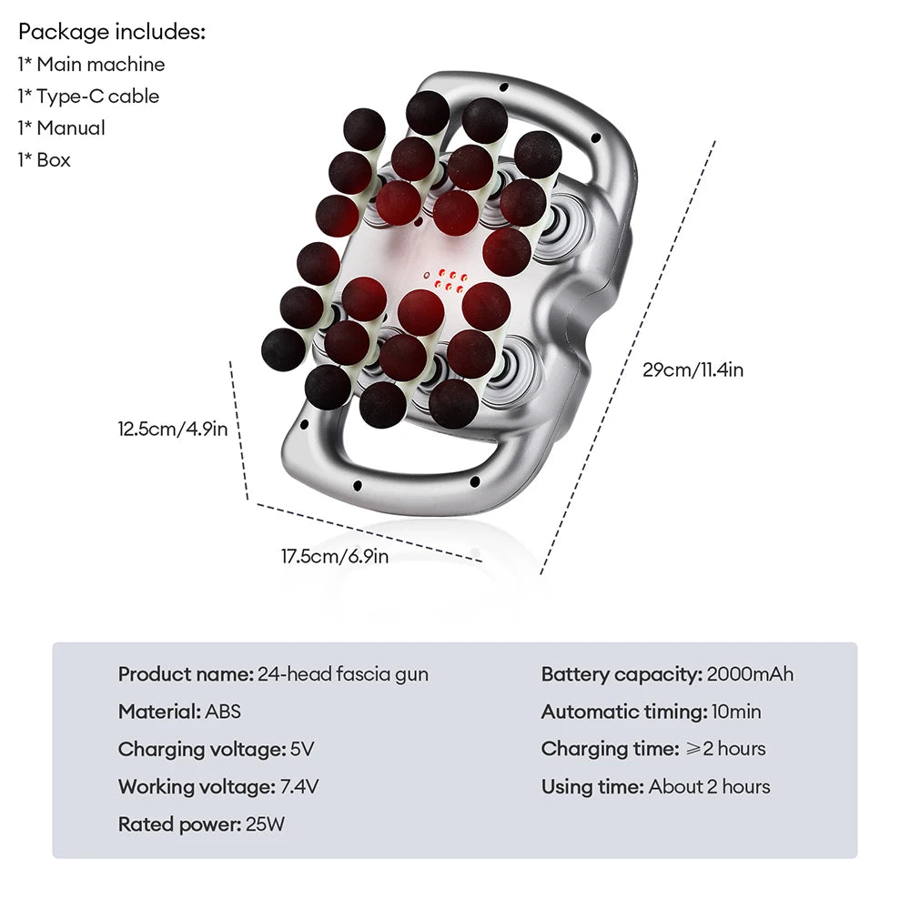 24-Head High-Frequency Massage Gun with 99 Speed Levels