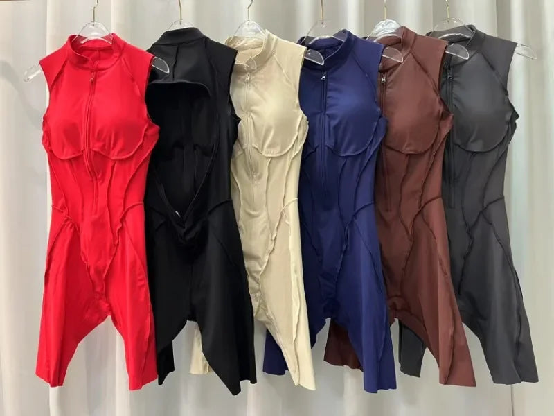 Seamless Yoga Jumpsuit – Women’s Backless Hip-Lifting One-Piece Fitness Bodysuit with Zipper for Gym & Workout