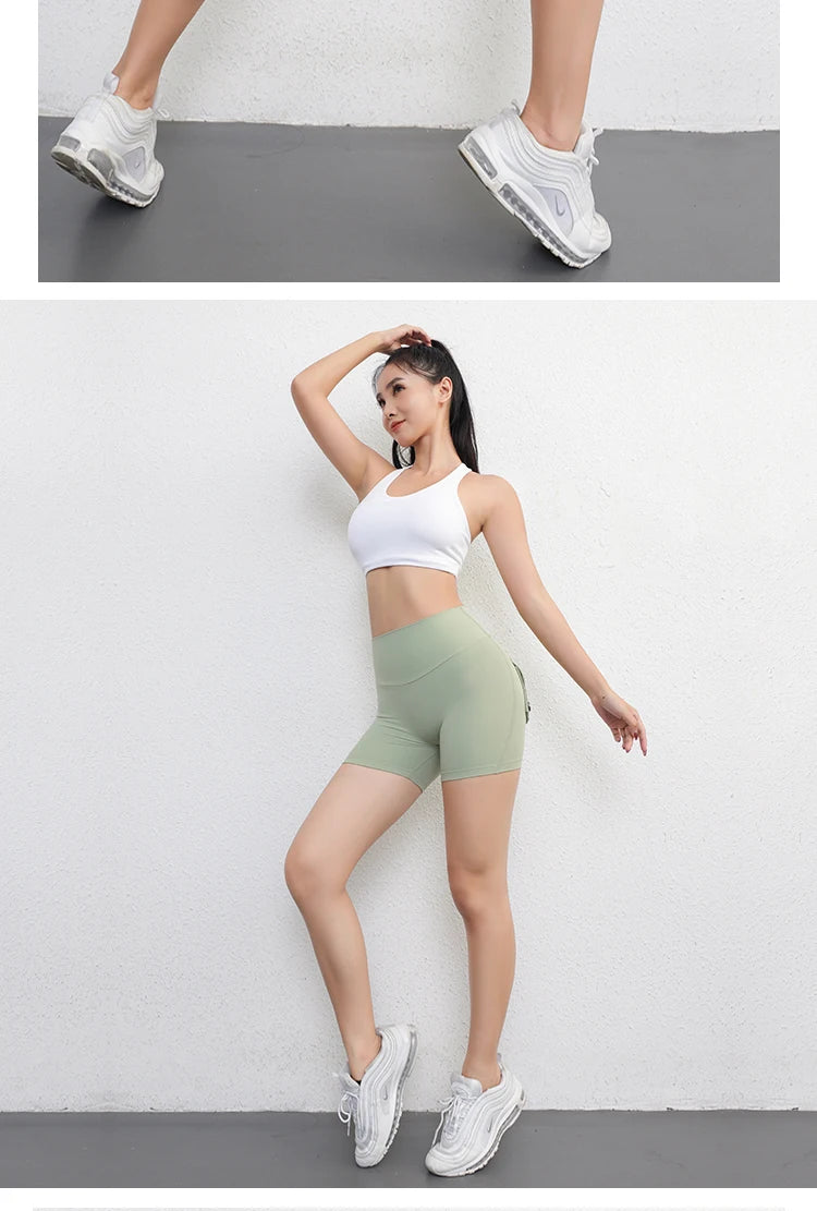 Women's Peach Lift Fitness Shorts – Pocket Yoga Three-Quarter Pants