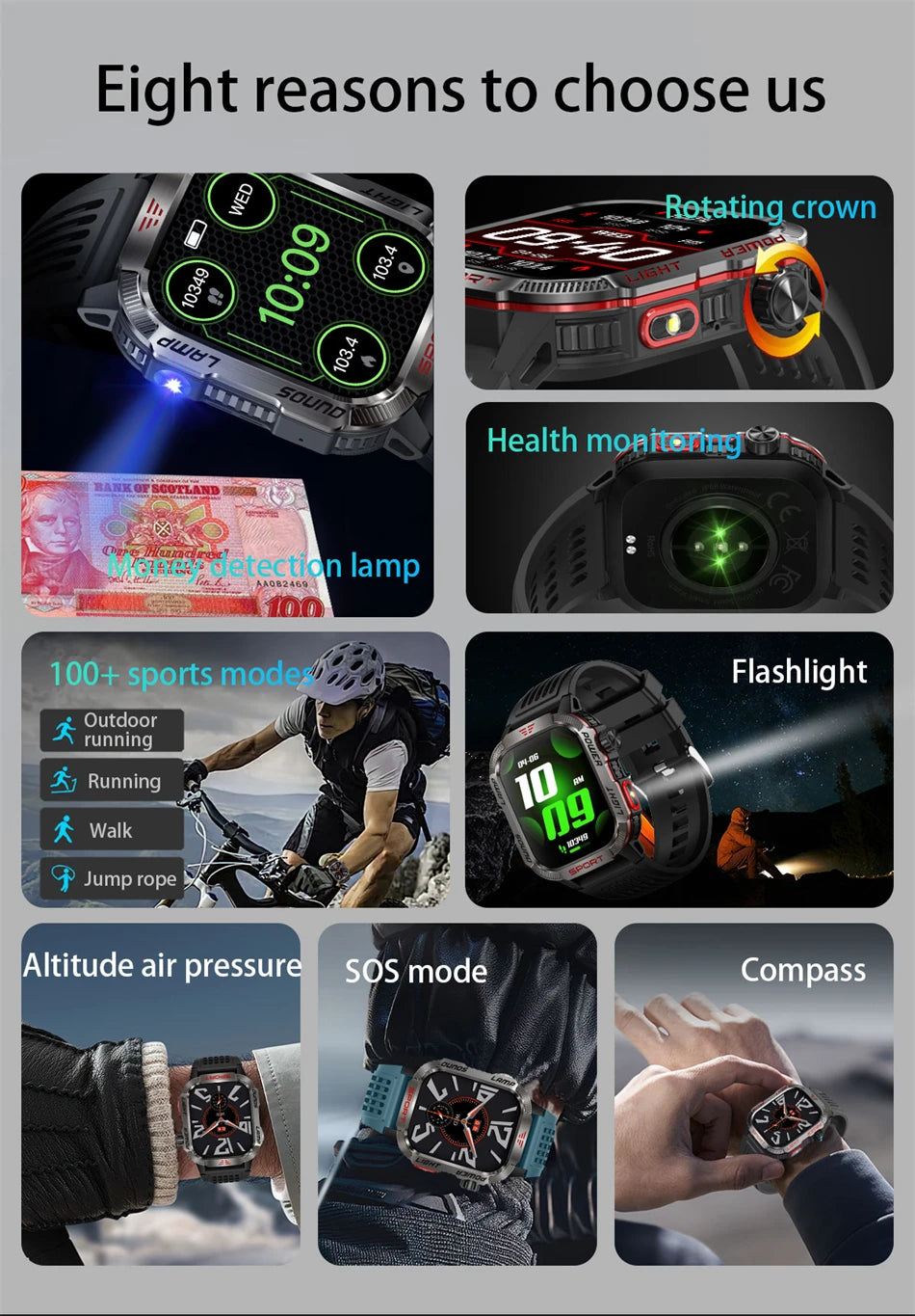 Men’s Military GPS Smartwatch – Outdoor Sport Tracker with Compass & Flashlight