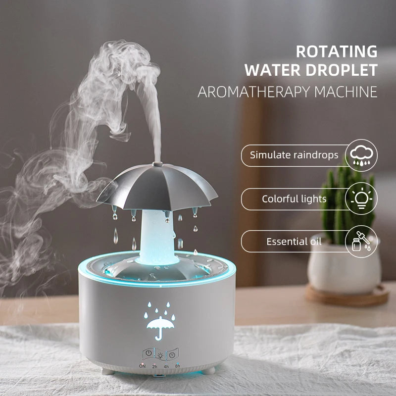 Cloud Rain Humidifier – Raindrop Aroma Diffuser with Remote & Night Light